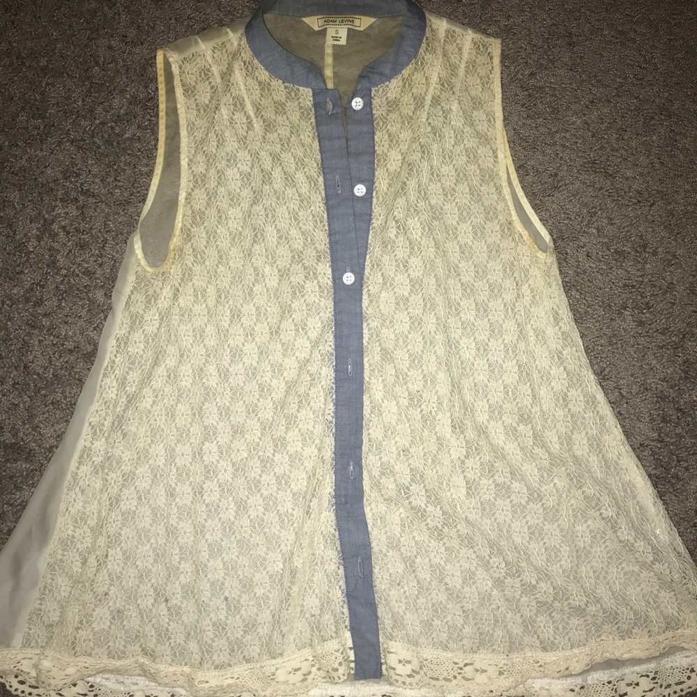 sheer and lace button down blouse